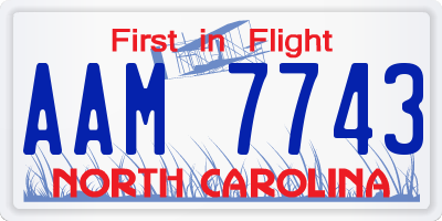 NC license plate AAM7743