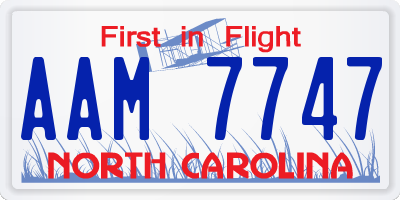 NC license plate AAM7747