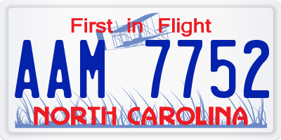 NC license plate AAM7752