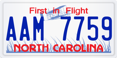 NC license plate AAM7759