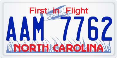 NC license plate AAM7762
