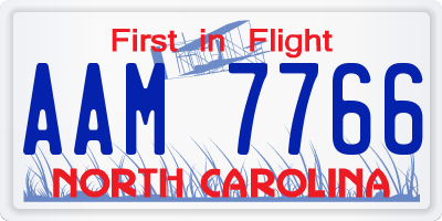 NC license plate AAM7766