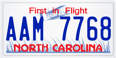 NC license plate AAM7768