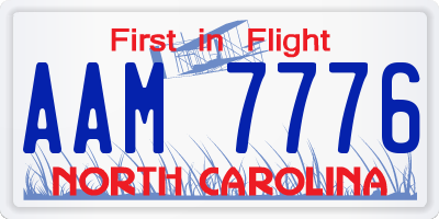 NC license plate AAM7776