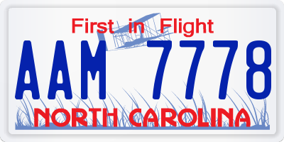 NC license plate AAM7778