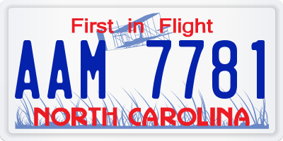 NC license plate AAM7781