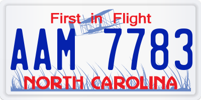NC license plate AAM7783