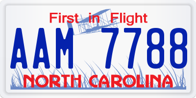 NC license plate AAM7788