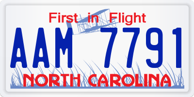 NC license plate AAM7791