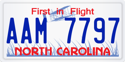 NC license plate AAM7797