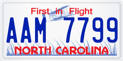 NC license plate AAM7799