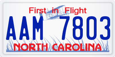 NC license plate AAM7803