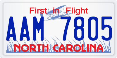 NC license plate AAM7805