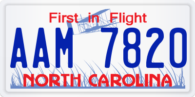 NC license plate AAM7820