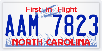 NC license plate AAM7823
