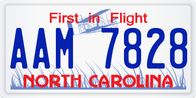 NC license plate AAM7828