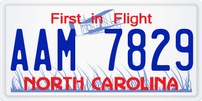 NC license plate AAM7829