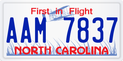 NC license plate AAM7837