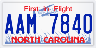 NC license plate AAM7840