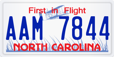 NC license plate AAM7844