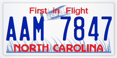 NC license plate AAM7847