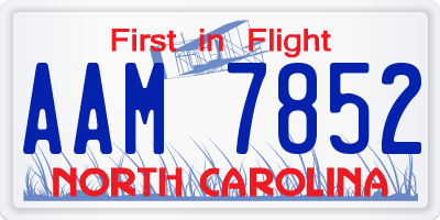 NC license plate AAM7852