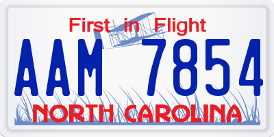 NC license plate AAM7854