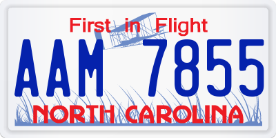 NC license plate AAM7855