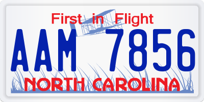 NC license plate AAM7856