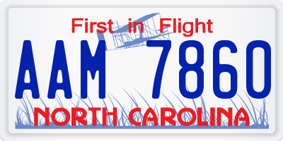 NC license plate AAM7860