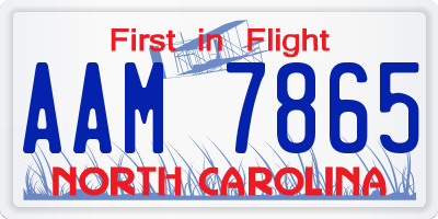 NC license plate AAM7865