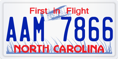 NC license plate AAM7866