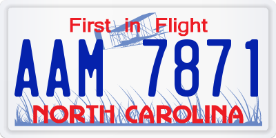 NC license plate AAM7871