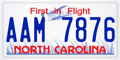 NC license plate AAM7876