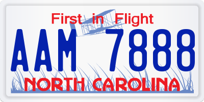 NC license plate AAM7888