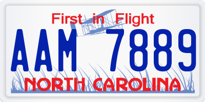 NC license plate AAM7889