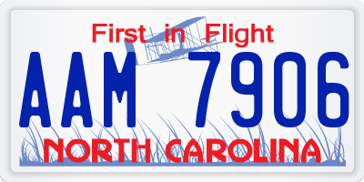 NC license plate AAM7906