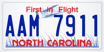 NC license plate AAM7911