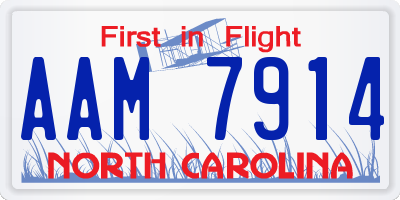 NC license plate AAM7914