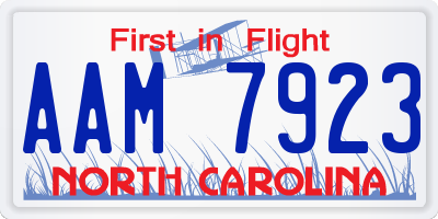 NC license plate AAM7923