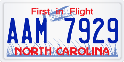NC license plate AAM7929
