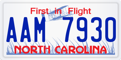 NC license plate AAM7930