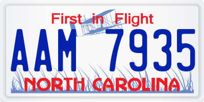 NC license plate AAM7935
