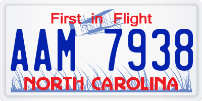 NC license plate AAM7938