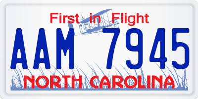 NC license plate AAM7945