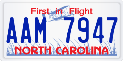 NC license plate AAM7947