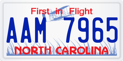 NC license plate AAM7965