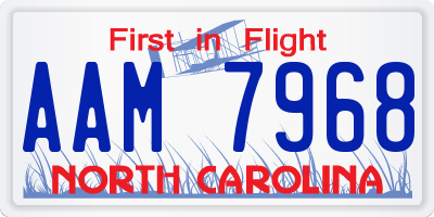 NC license plate AAM7968