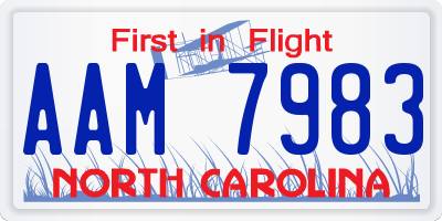 NC license plate AAM7983