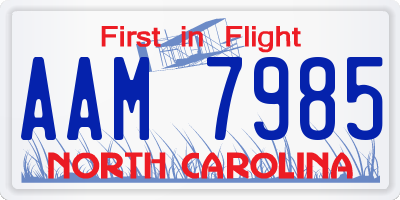 NC license plate AAM7985